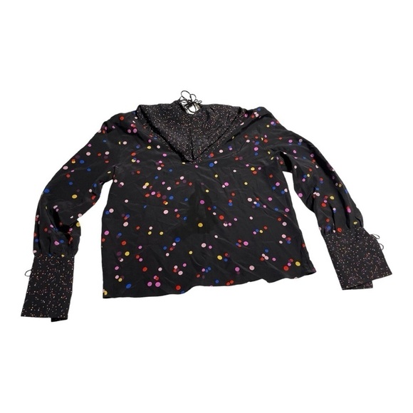 TopShop long sleeves polka dot blouse with tie in the back and on sleeves size 8 - Picture 7 of 11